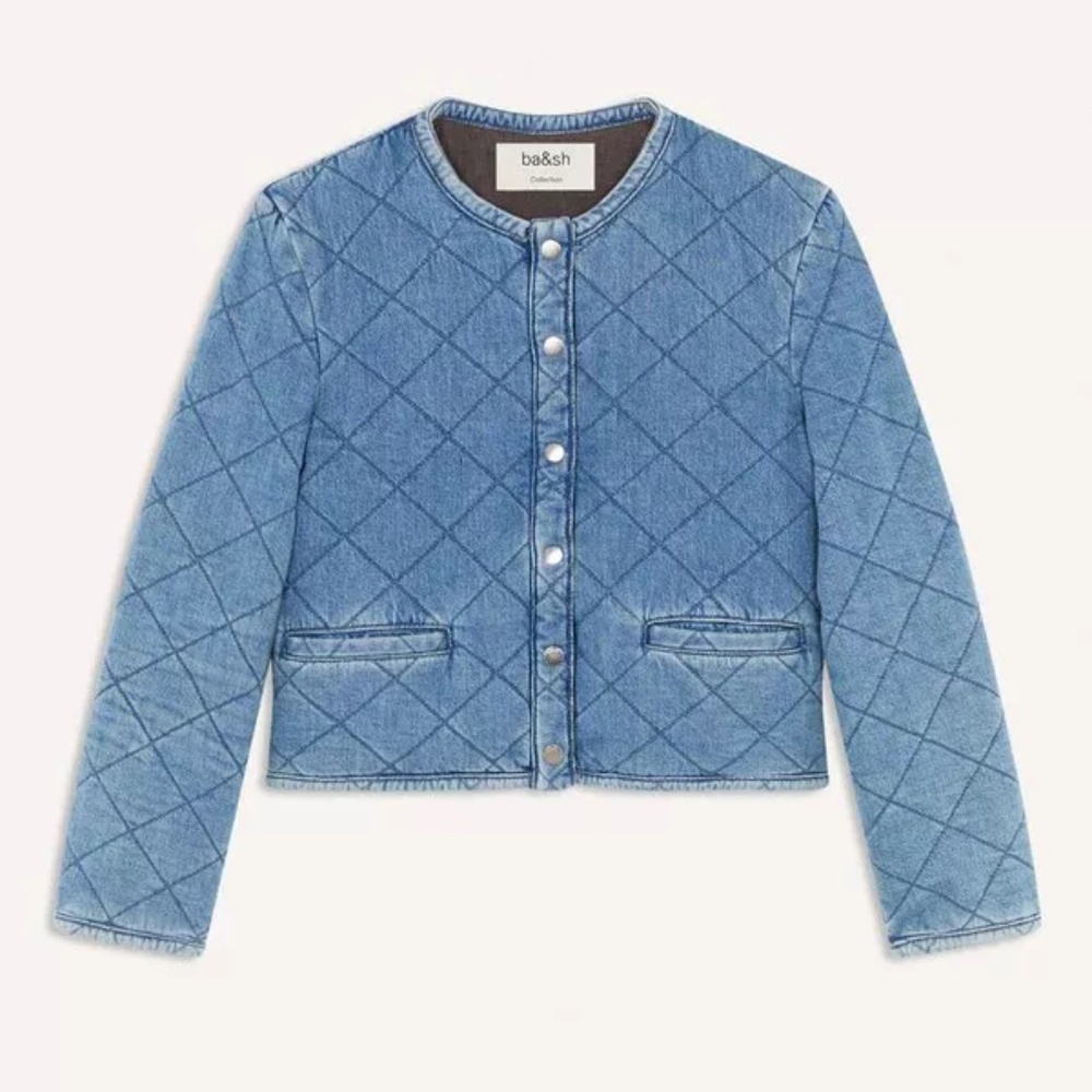 BA&SH Gibus Quilted Cropped Denim Jacket